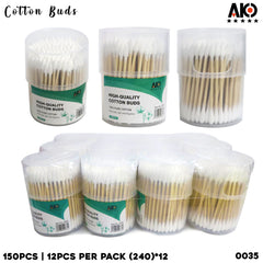 AKO 150Pcs/Pack Cotton Swabs Bamboo Stick White