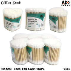 AKO 150Pcs/Pack Cotton Swabs Bamboo Stick White heart case