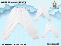 INFANT PAJAMA CUFFS 3IN1 SET PLAIN WHITE