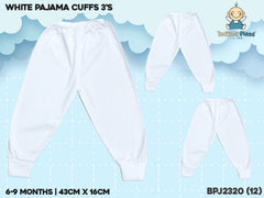 INFANT PAJAMA CUFFS 3IN1 SET PLAIN WHITE