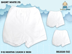 INFANT Newborn Baby Short Cotton White Shorts 3IN1