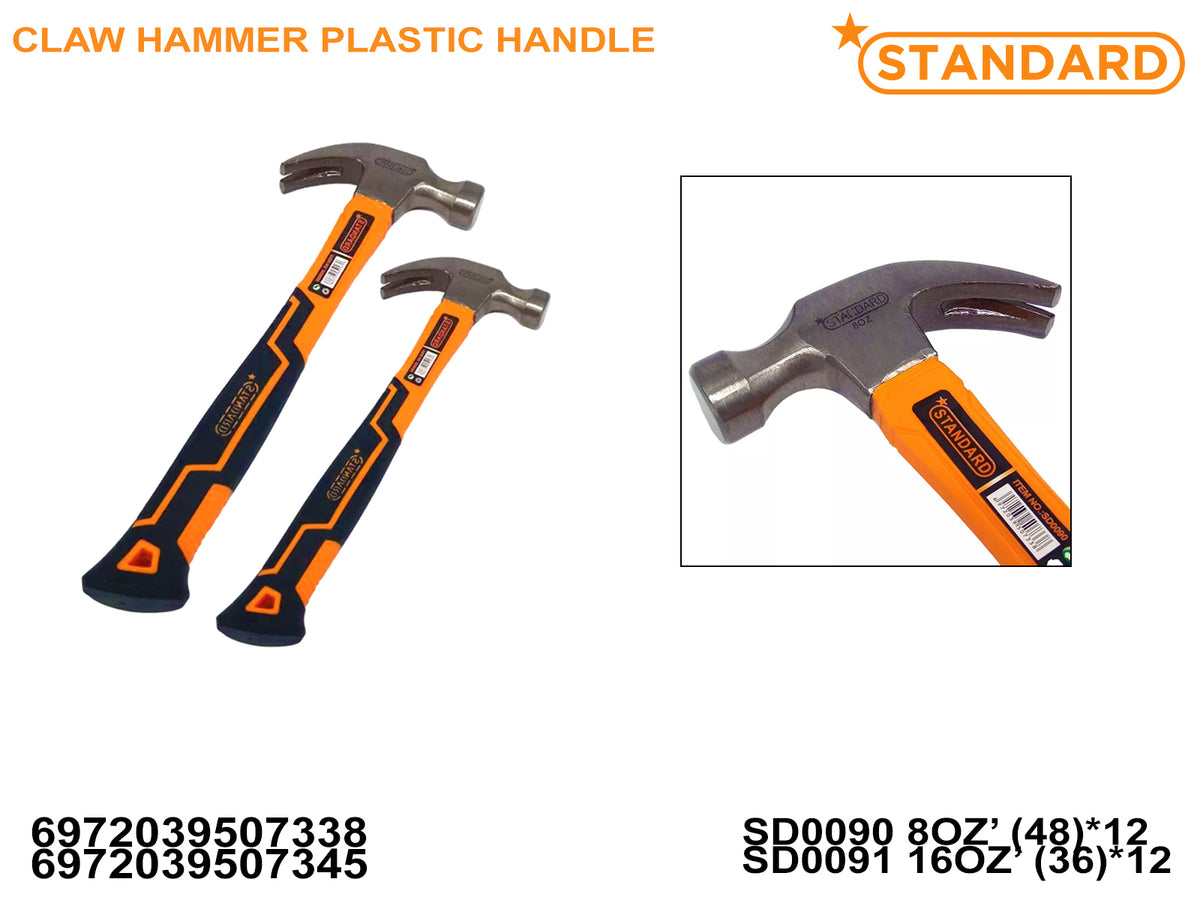 Claw Hammer Plastic Handle 8oz/16oz