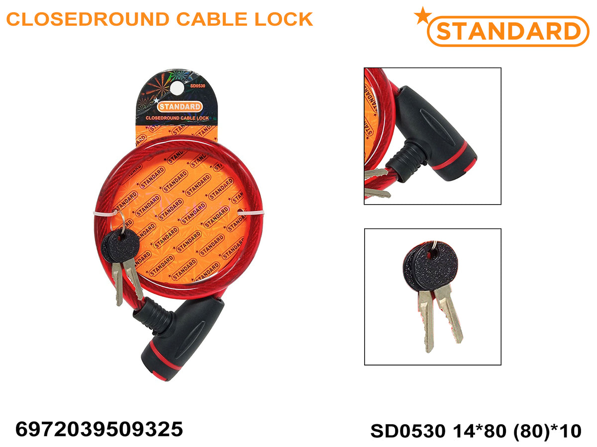 Bicycle Lock 14*80 ClosedRound Cable Lock  SD0530
