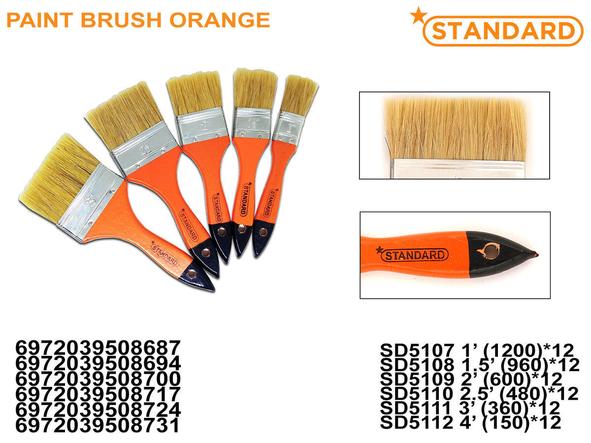 Paint Brush Orange SIZE:1' 1.5' 2' 2.5' 3' 4'