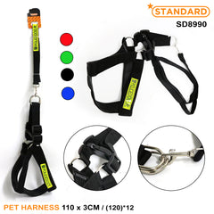 Pet Dog Harness with Leash&Collar Pet Dog Leash Chest Straps Three-Piece For Small Medium Large Dogs 110*3CM SD8990