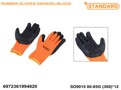 Rubber Gloves Ora/Blk 80-85g 1230 SD9015